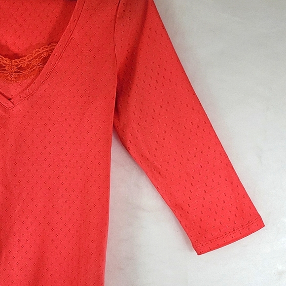 FDJ Womens Choral V-Neck with Lace Feature 3/4 Sleeve  Tee  Size M - Picture 7 of 9